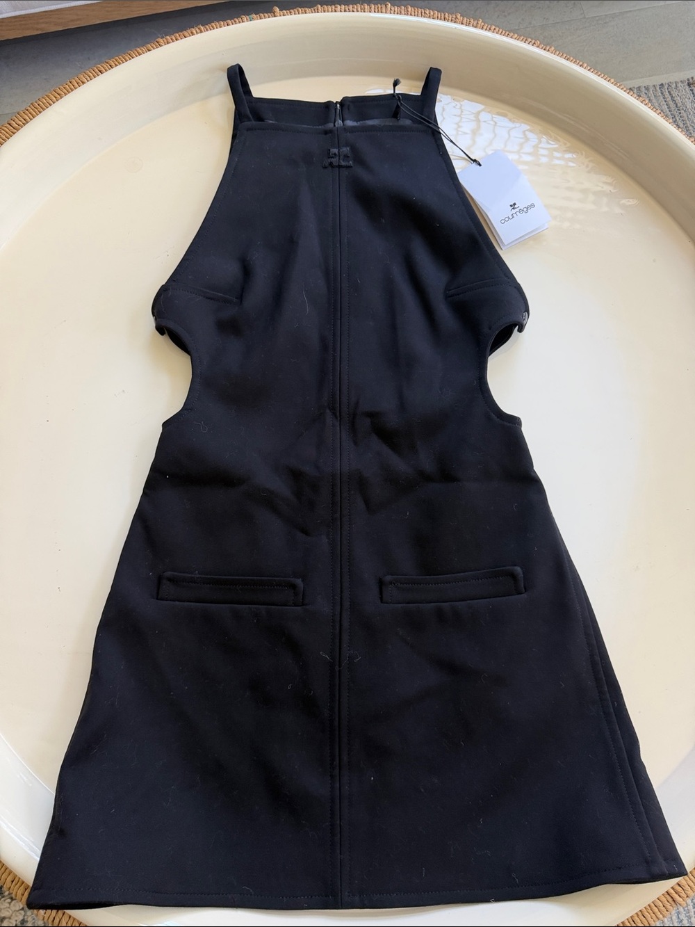 COURREGES Paris - side Cutout Black Mini Dress with Front Zip